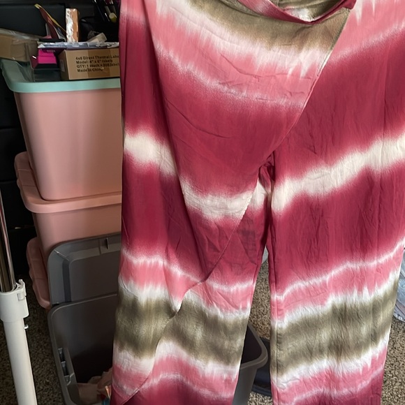 NWT ZARA TIE-DYE Wrinkle Design SZ L Wide Leg Pant with Front Drape Side Zip. - Picture 6 of 9